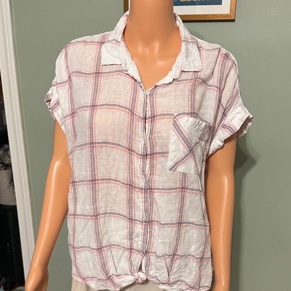True Craft Pink and White Plaid Button-Down Shirt